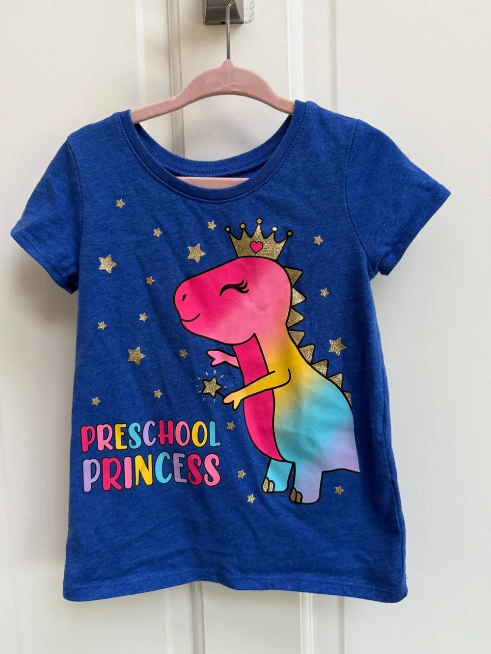 The Children's Place 4T Girl Blue Preschool Princess Dino Short Sleeve Tee Shirt